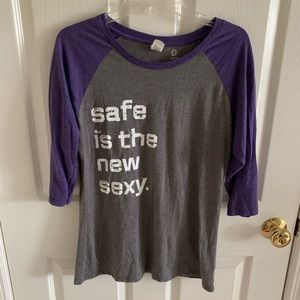 "Safe Is The New Sexy" Baseball Sleeve Tee Size M